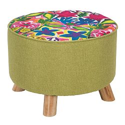 Puf s podnožím z gumovníkového dřeva Mauro Ferretti Hippie, Ø 50 cm