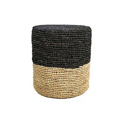 Puf z palmového dřeva s černým detailem HSM collection Raffia, 36 x 45 cm