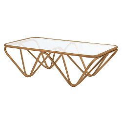 Ratanový konferenční stolek se skleněnou deskou RGE Jura, 75 x 144 cm