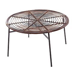 Ratanový konferenční stůl se skleněnou deskou RGE Koriander, ⌀ 85 cm