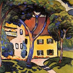 Reprodukce obrazu August Macke - House in a Landscape, 60 x 60 cm