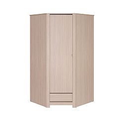 Rohová dvoudveřová šatní skříň ve dřevěném dekoru Szynaka Meble Monez