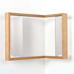 Rohová knižní police z dubového dřeva das kleine b b3, výška 34 cm