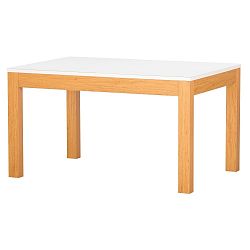 Rozkládací jídelní stůl ve dřevěném dekoru s bílou deskou Szynaka Meble Salvo