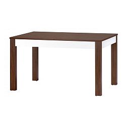 Rozkládací jídelní stůl ve dřevěném dekoru s bílými detaily Szynaka Meble Malta