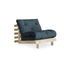 Rozkládací křeslo s petrolejově modrým potahem Karup Design Roots Raw/Petrol Blue