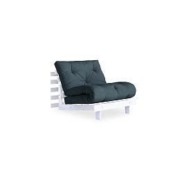 Rozkládací křeslo s petrolejově modrým potahem Karup Design Roots White/Petrol Blue