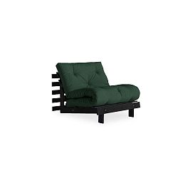 Rozkládací křeslo s tmavě zeleným potahem Karup Design Roots Black/Forest Green