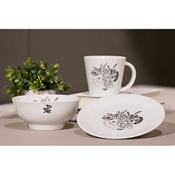 Ručně dekorovaný talíř z karlovarského porcelánu s motivem Mysli srdcem od Jitky Tomanové pro KlokArt