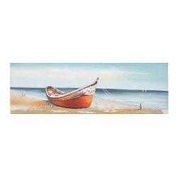 Ručně malovaný obraz v rámu z borovicového dřeva Mauro Ferretti Barca Calm, 150 x 50 cm