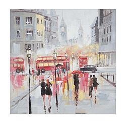 Ručně malovaný obraz v rámu z borovicového dřeva Mauro Ferretti Rain London, 100 x 100 cm