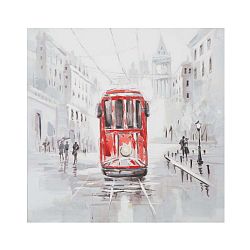 Ručně malovaný obraz v rámu z borovicového dřeva Mauro Ferretti Tram Front, 80 x 80 cm