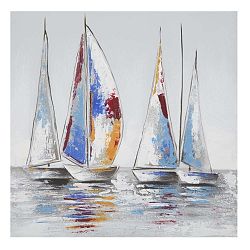 Ručně malovaný obraz v rámu z borovicového dřeva Mauro Ferretti Vela Calm, 60 x 60 cm