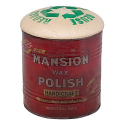 Rudý puf se zeleným nápisem Mauro Ferretti Handicraft