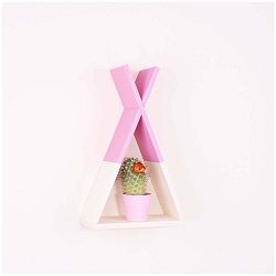 Růžová dřevěná nástěnná polička North Carolina Scandinavian Home Decors Teepee