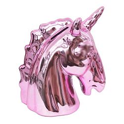 Růžová kasička ve tvaru hlavy jednorožce Tri-Coastal Design