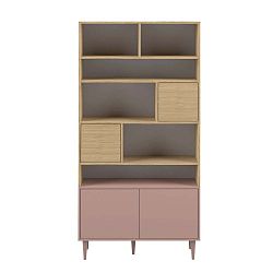 Růžová knihovna v dekoru dubového dřeva TemaHome Horizon