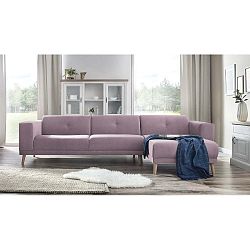 Růžová pohovka s lenoškou a podnožkou Bobochic Paris Luna, pravý roh