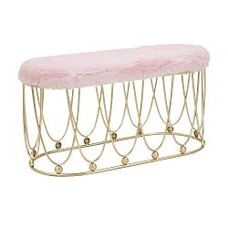 Růžová polstrovaná lavice s železnou konstrukcí ve zlaté barvě Mauro Ferretti Amelia