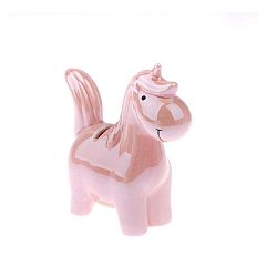 Růžová porcelánová dekorace ve tvaru jednorožce Dakls Unicorn, výška 14,2 cm