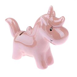 Růžová porcelánová dekorace ve tvaru jednorožce Dakls Unicorn, výška 17,5 cm
