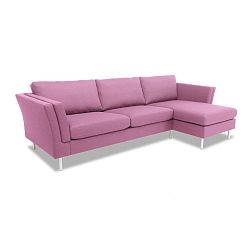 Růžová rohová pohovka s lenoškou na pravé straně Vivonita Connor
