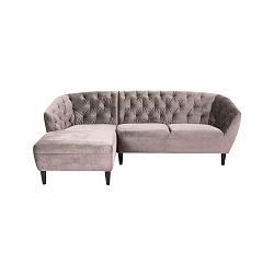 Růžová sametová rohová pohovka Actona Ria, levý roh