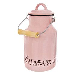 Růžová smaltovaná konvice na mléko Orion Meadow, 2 l