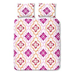 Růžové bavlněné povlečení na dvoulůžko Good Morning Tiled, 200 x 200 cm