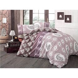 Růžové povlečení a prostěradlo na dvoulůžko Ilgim, 200 x 220 cm