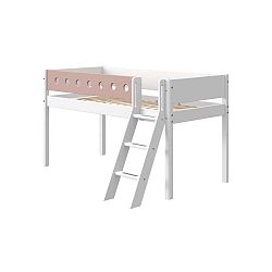 Růžovo-bílá dětská postel s žebříkem Flexa White, výška 120 cm