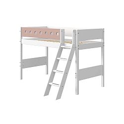 Růžovo-bílá dětská postel s žebříkem Flexa White, výška 143 cm