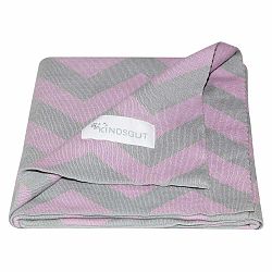 Růžovo-šedá bavlněná dětská deka Kindsgut Zigzag, 80 x 100 cm