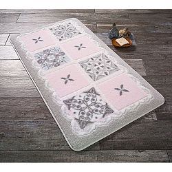 Růžovobílá koupelnová předložka Confetti Bathmats Ceramic, 80 x 140 cm