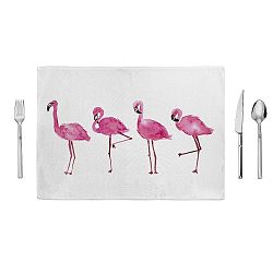 Růžovobílé prostírání Home de Bleu Painted Flamingos, 35 x 49 cm