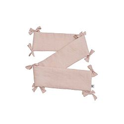 Růžový dětský lněný ochranný mantinel do postýlky BELLAMY Dusty Pink, 23,5 x 198 cm