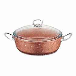 Růžový hliníkový hrnec s poklicí Güral Porselen Classic, ø 20 cm