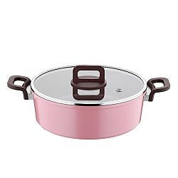 Růžový hrnec s úchyty a pokličkou Madison Lily, Ø 28 cm