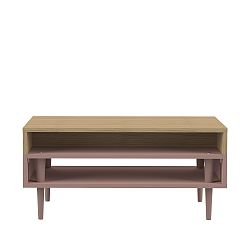 Růžový konferenční stolek v dekoru dubového dřeva Symbiosis Horizon