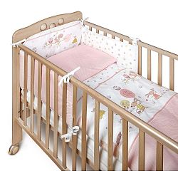 Růžový polstrovaný mantinel do postýlky YappyKids Forest Story