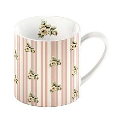 Růžový porcelánový hrnek s proužky Creative Tops Cottage Flower, 330 ml