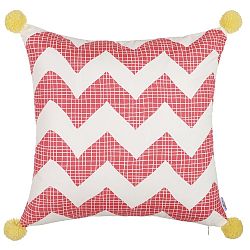 Růžový povlak na polštář Apolena Zigzag Pompom, 43 x 43 cm