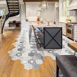 Sada 10 samolepek na podlahu Ambiance Floor Stickers Hexagons Emilana, 40 x 90 cm