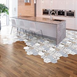 Sada 10 samolepek na podlahu Ambiance Floor Stickers Hexagons Juliana, 40 x 90 cm