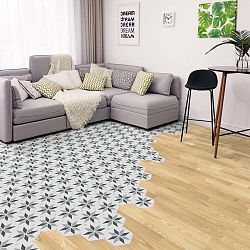 Sada 10 samolepek na podlahu Ambiance Floor Stickers Hexagons Perina, 40 x 90 cm
