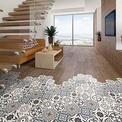 Sada 10 samolepek na podlahu Ambiance Floor Stickers Hexagons Solenna, 40 x 90 cm