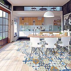 Sada 10 samolepek na podlahu Ambiance Hexagons Rosamar, 20 x 18 cm