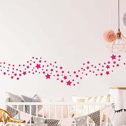 Sada 100 růžových nástěnných dětských samolepek Ambiance Stars