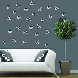 Sada 12 adhezivních 3D samolepek Ambiance Flowers Chic Mirror