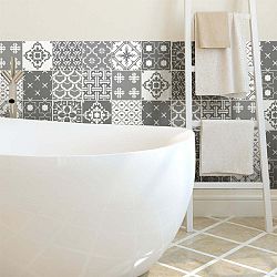 Sada 12 nástěnných samolepek Ambiance Scandinavian Tile Stickers Oslo, 15 x 15 cm